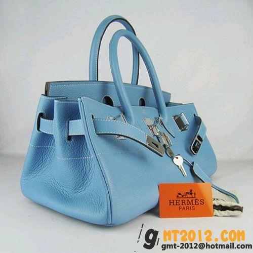 エルメススーパーコピー HERMES ショルダーバーキン HR10785　シルバー金具　ライトブルー